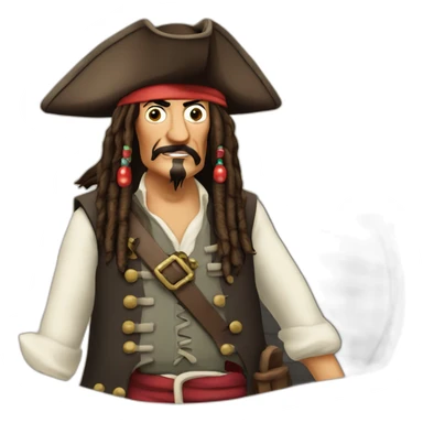 captain Jack Sparrow with Mr.Bean face sticker