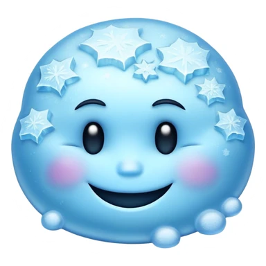 frozen smiley face sleeping, icy blue color, frosty details sticker