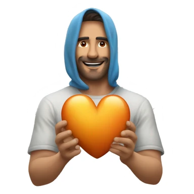 Un corazón anaranjado que tenga alas por lo lados y un corona flotando encima sticker