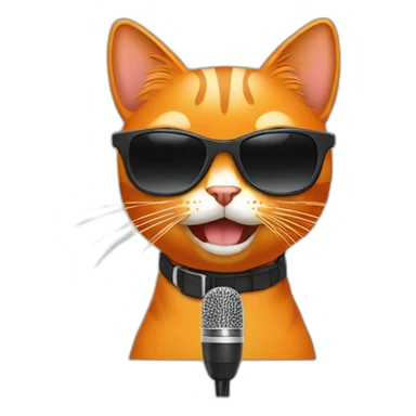 orange cat rap with sunglasses and microphone sticker