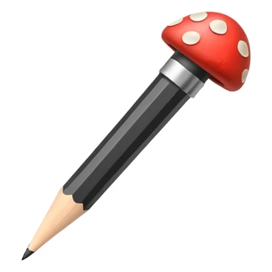 Make an emoji of a black pencil with a mushroom looking tip sticker
