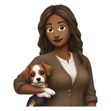 Long haired black woman holding a brown jack Russell terrier ￼ sticker