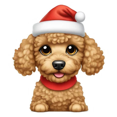apricot toy poodle puppy wearing a santa hat  sticker