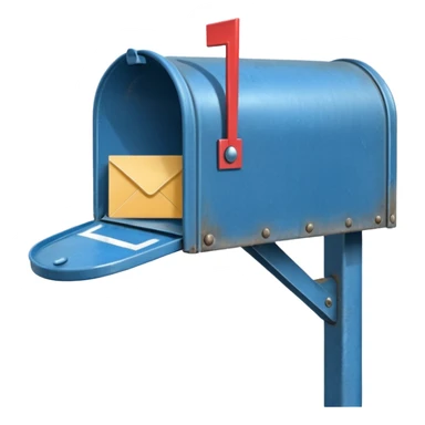 empty open blue mailbox sticker