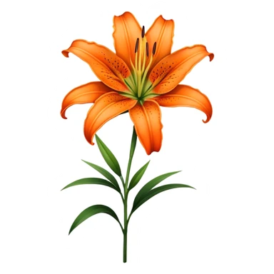 singleBright Orange Oriental Lily, straight stem sticker