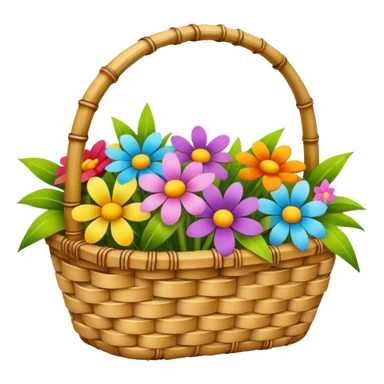 bamboo basket, flowers sticker
