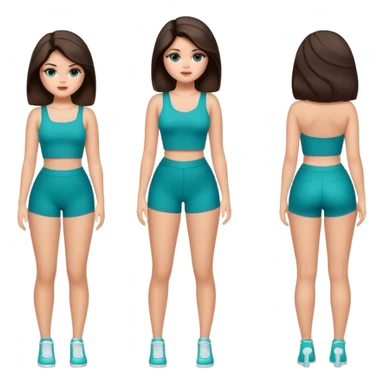 Selena Gomez with teal eyes, full body, thick thighs sticker
