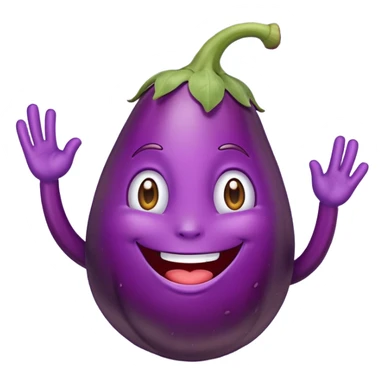 Eggplant saying hi sticker