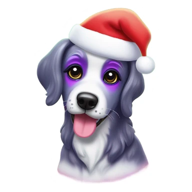 Lisa frank Christmas sparkle￼ dog with Santa hat sticker