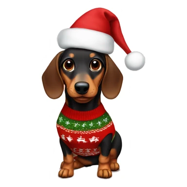 Weiner dog with Christmas sweater sticker
