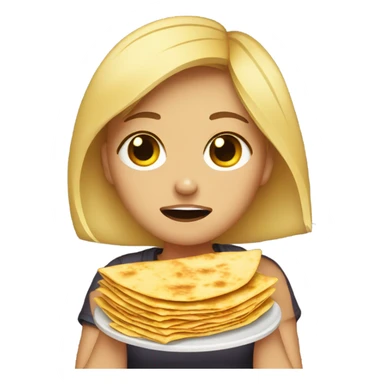 Blonde girl crying with quesadilla sticker