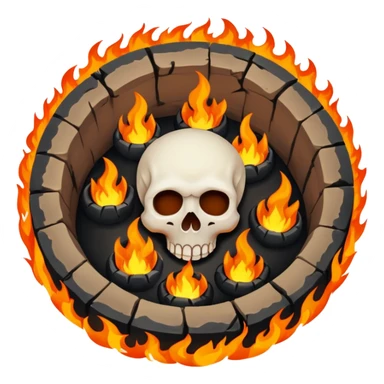 A circular hole (looking top down) with fire and skulls inside, in a dark and gritty style like your bleeding skull art sticker