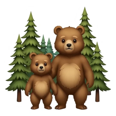a bear and its cub standing sticker