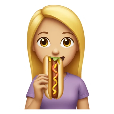 Girl eating hot dog sticker