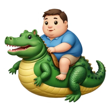 A fat pig riding a alligator  sticker