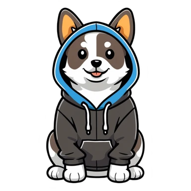 Dog wearing a hoodie  sticker