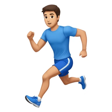 brunette fit man with blue shorts running very fast sticker