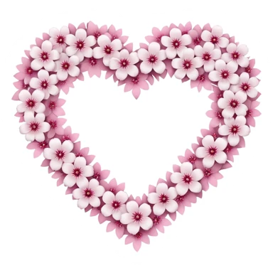 goth sakura heart, heart made of white sakura petals with pink accents sticker
