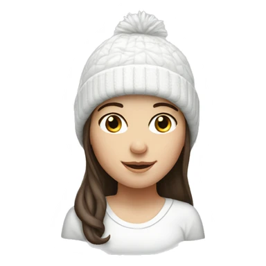 brunette white girl with white winter hat  sticker