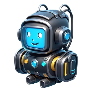 Clash of Clans aesthetic: Cinematic Playful 3D Isometric Jetpack Emoji, rendered in a 3D vector-style similar to standard emojis with minimal shading and bold, simplified shapes. A compact, distinct form with signature details, softly glowing with a futuristic sci-fi warfare charm. Simplified yet unmistakably iconic, highly detailed and consistent, glowing with a soft radiance and high shine. Stylized with a touch of high-tech brilliance and a soft glowing outline, capturing the essence of a beloved gaming relic with a friendly, playful manner! sticker