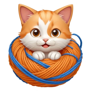 Funny kitten tangled in yarn with surprised expression sticker