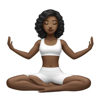 black hair white girl practicing yoga in white outfit sticker