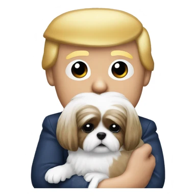 Donald trump holding a shih tzu dog in his arms sticker