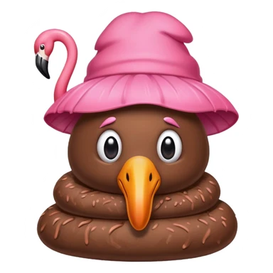 Poop wearing a flamingo hat sticker
