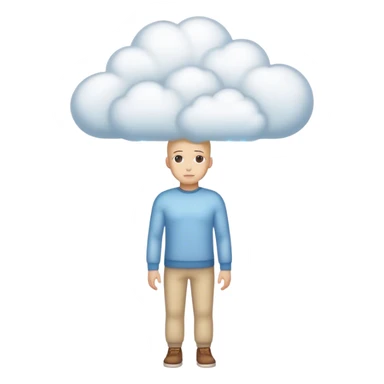 a full body person who head is replaced fully with a dream cloud sticker