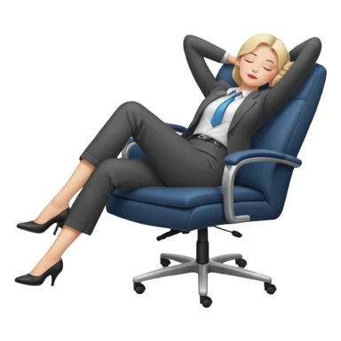 Boss sleeping in a chair with her legs up on the desk sticker