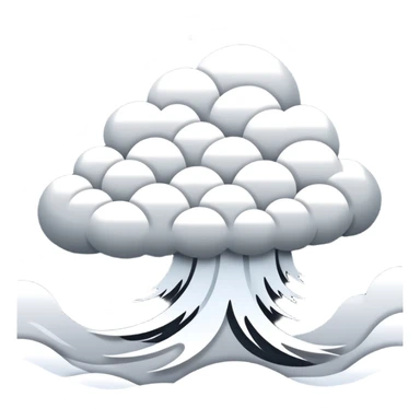 A powerful blizzard  storm cloud with heavy swirling snow, strong wind lines, flying snowflakes, dynamic motion. White and gray tones, bold but simple shapes. sticker