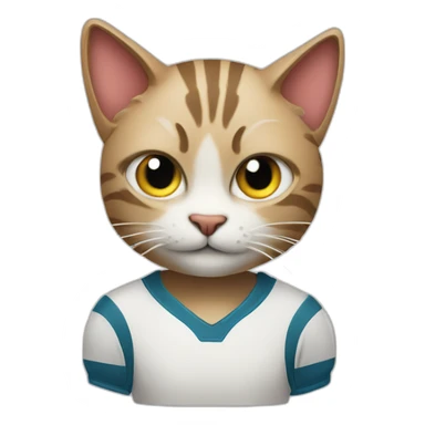 A cat as a footballer with a ball of thread sticker