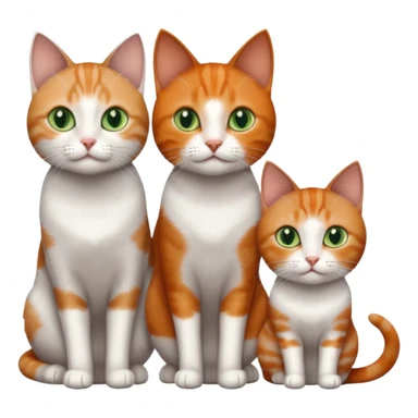 3 different coloured tiny short haired cats, including a dark grey and white cat with green eyes,and  a ginger and white with orange eyes and a brown tabby and white with hazel eyes sticker