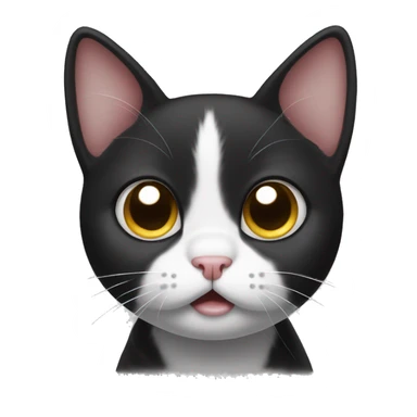 tuxedo cat emoji that is hungry and looks very sad, cartoon, emoji, puppy eyes, big eyes sticker