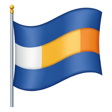A flag whit darkblue, blue, white, yellow and orange sticker