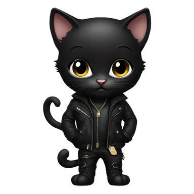 A alluring techno brat black kitten with leather strap clothing sticker