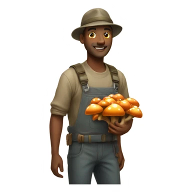 Man collecting mushrooms sticker