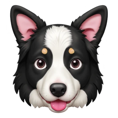 A black and white border collie has the hoof of a cow in her mouth. sticker