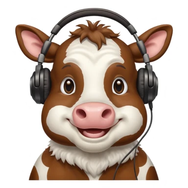 smiling cow wearing headphones sticker