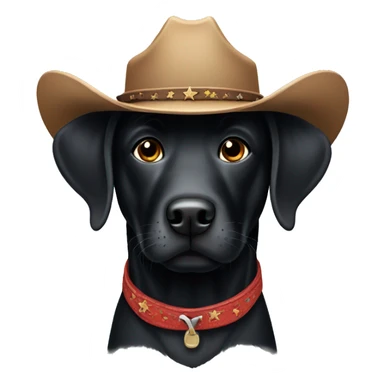 Black labrador wearing cowboy hat sticker