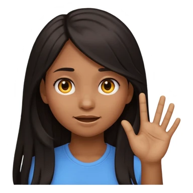Animated girl dark long hair emoji tapping right side of the head with her hand with duh facial expression  sticker