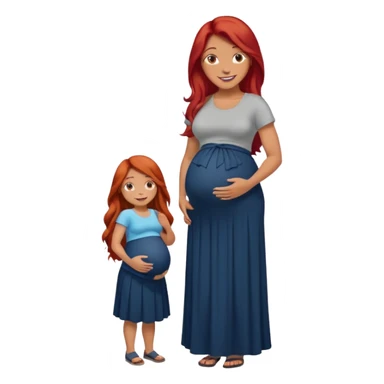 Make a strong women with long red hair, pregnant with maxi skirt, pretty and grown up, tanner sticker