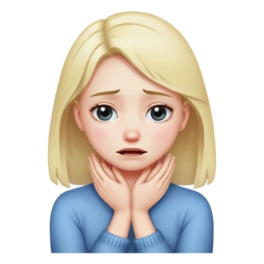 Girl crying with hands crossed around her neck sticker