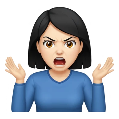 angry mom with black hair yelling sticker