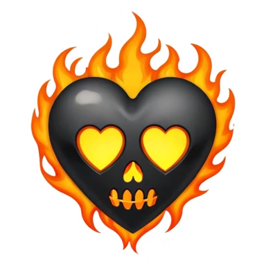 Black heart with skull and flames sticker