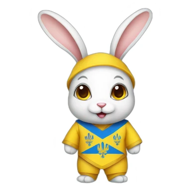 rabbit in a Ukrainian flag costume sticker