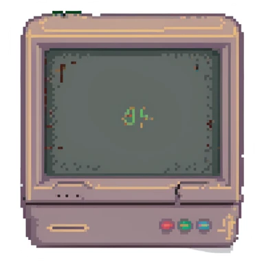 CRT screen cracked with a blinking “404” sticker