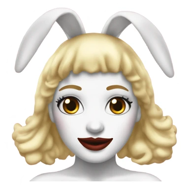 Blonde Go-go dancer white face Enid Sinclair wearing big floppy bunny ears  sticker