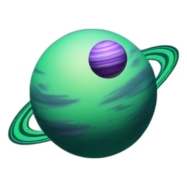green planet with purple saturn rings and moon sticker