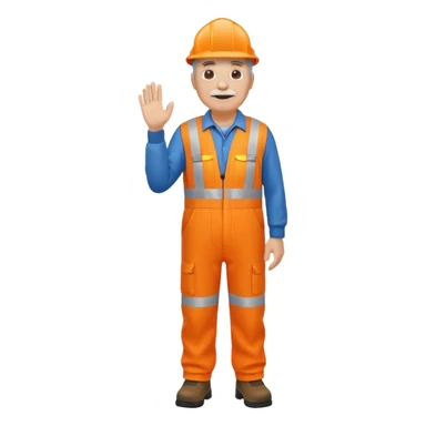 older engineer hi-vis orange overalls full body holding nothing sticker